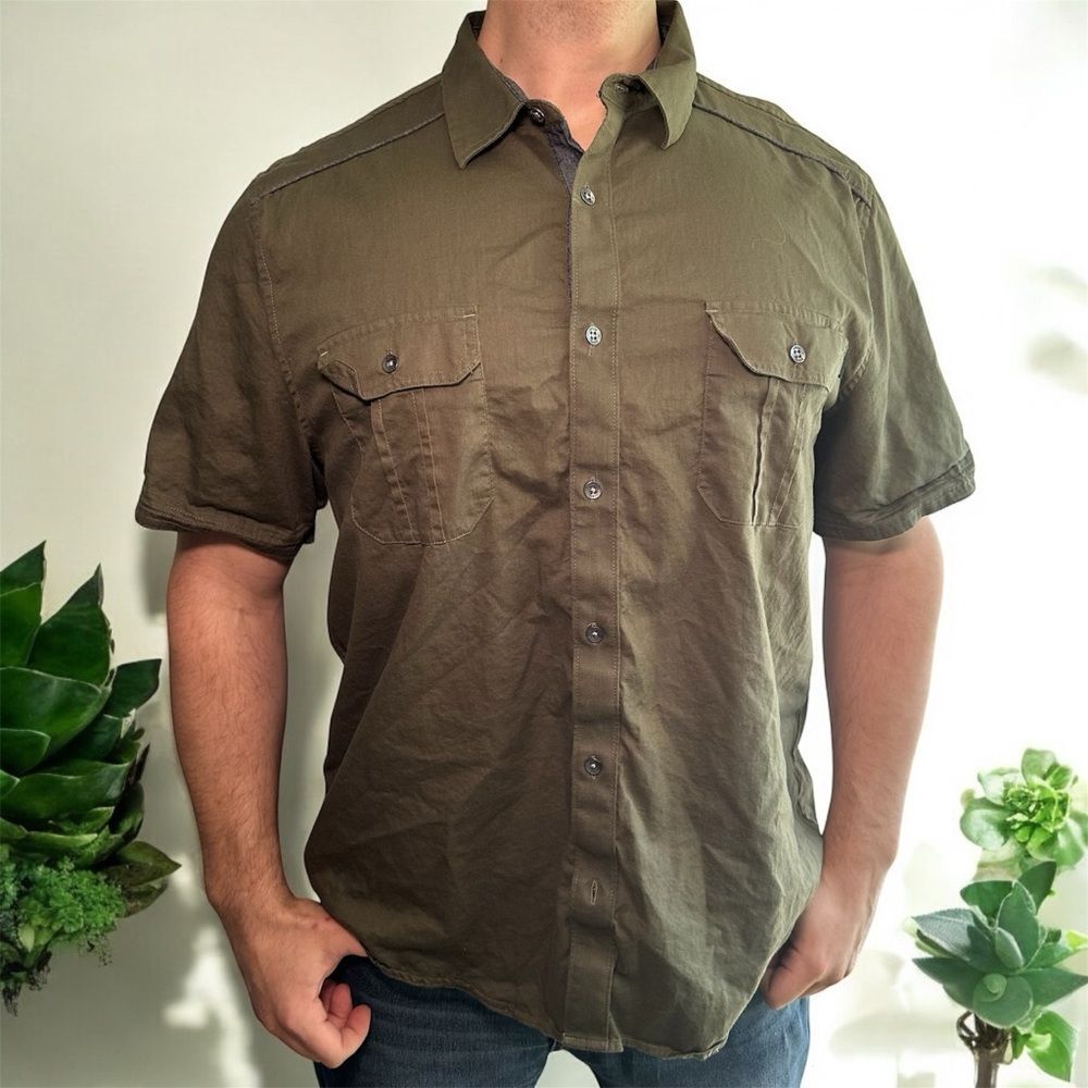 Guess Green Casual Button Down Shirt XXL
